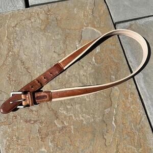 Y2K Columbia Brown Leather + Canvas Belt